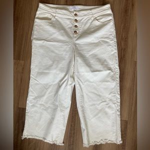 Loft high waist wide-leg cropped size 14 off-white